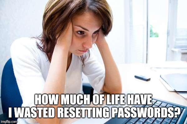 Frustrated at Computer | HOW MUCH OF LIFE HAVE I WASTED RESETTING PASSWORDS? | image tagged in frustrated at computer | made w/ Imgflip meme maker