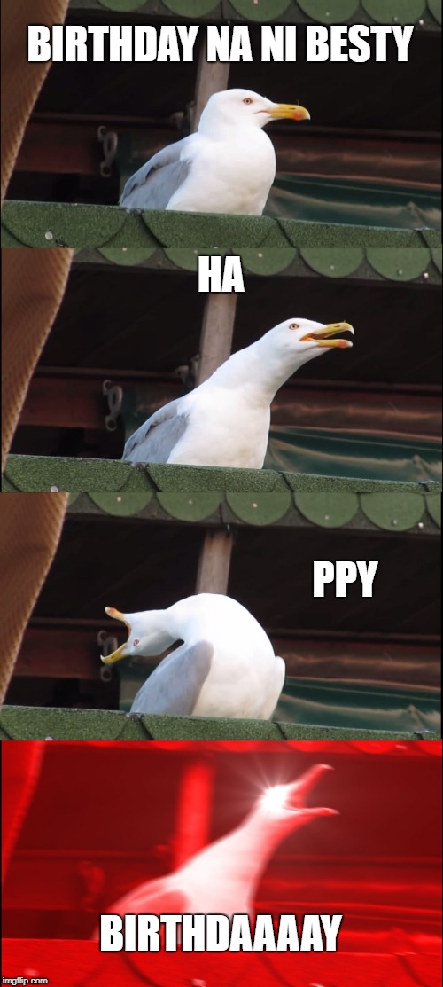Inhaling Seagull Meme | BIRTHDAY NA NI BESTY; HA; PPY; BIRTHDAAAAY | image tagged in memes,inhaling seagull | made w/ Imgflip meme maker