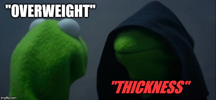 Evil Kermit Meme | "OVERWEIGHT" "THICKNESS" | image tagged in memes,evil kermit | made w/ Imgflip meme maker