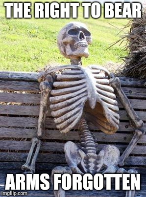 Waiting Skeleton | THE RIGHT TO BEAR; ARMS FORGOTTEN | image tagged in memes,waiting skeleton | made w/ Imgflip meme maker
