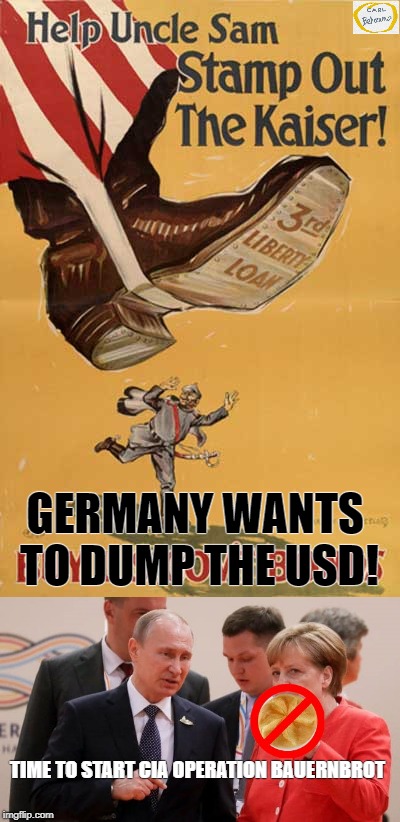 Witness the slow death as the USD as reserve currency. The Schiff, Rothschild "Vampire Squid."  | GERMANY WANTS TO DUMP THE USD! TIME TO START CIA OPERATION BAUERNBROT | image tagged in federalreserve,world reserve currency,nwo,suicide bankers,qe,velocity of money | made w/ Imgflip meme maker