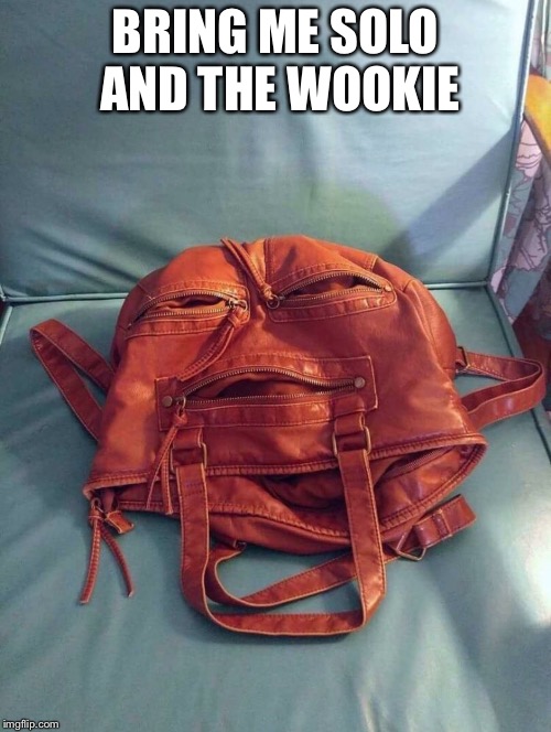 BRING ME SOLO AND THE WOOKIE | image tagged in jaba,purse,bag,star wars | made w/ Imgflip meme maker