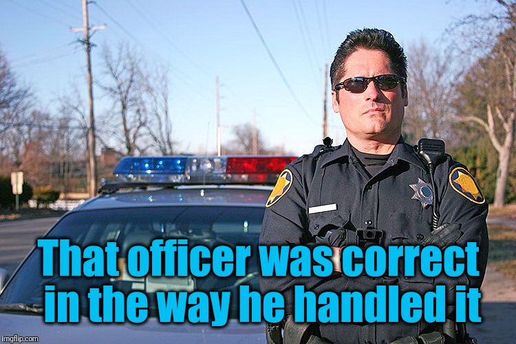 police | That officer was correct in the way he handled it | image tagged in police | made w/ Imgflip meme maker
