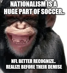 NFL loser  | NATIONALISM IS A HUGE PART OF SOCCER.. NFL BETTER RECOGNIZE.. REALIZE BEFORE THEIR DEMISE | image tagged in nfl memes | made w/ Imgflip meme maker