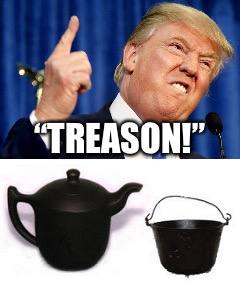 Pot calling the kettle black | “TREASON!” | image tagged in memes,pot calling kettle black,donald trump | made w/ Imgflip meme maker