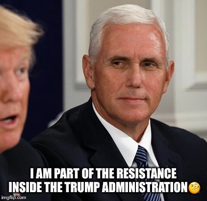 Inside Mike Pence | I AM PART OF THE RESISTANCE INSIDE THE TRUMP ADMINISTRATION🧐 | image tagged in mike pence,donald trump,coup,theresistance,impeach45,op ed | made w/ Imgflip meme maker