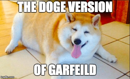 THE DOGE VERSION; OF GARFEILD | image tagged in doge | made w/ Imgflip meme maker