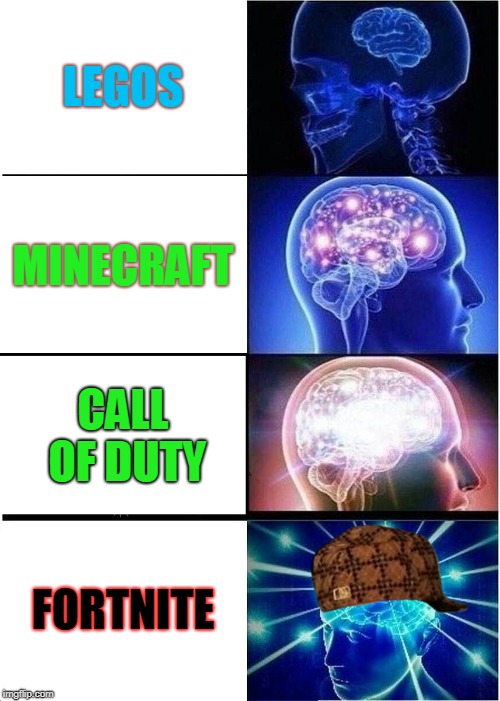 Expanding Brain Meme | LEGOS; MINECRAFT; CALL OF DUTY; FORTNITE | image tagged in memes,expanding brain,scumbag | made w/ Imgflip meme maker