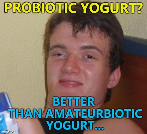 Sure is... :) | PROBIOTIC YOGURT? BETTER THAN AMATEURBIOTIC YOGURT... | image tagged in memes,10 guy,probiotic yogurt,food | made w/ Imgflip meme maker