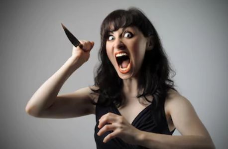Angry Woman With Knife Blank Meme Template