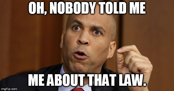 OH, NOBODY TOLD ME; ME ABOUT THAT LAW. | image tagged in booker | made w/ Imgflip meme maker