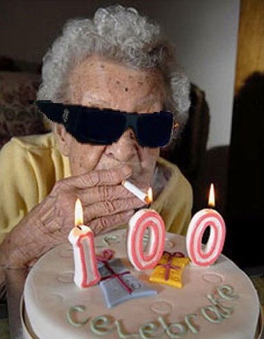 High Quality 100 Year Old Lady Thug Life Blank Meme Template