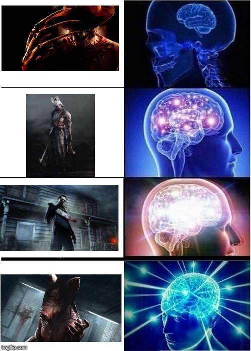 Freddy sux, Anna is thicc, Michael is amazing, Amanda is hot and fun to play. | image tagged in memes,expanding brain | made w/ Imgflip meme maker