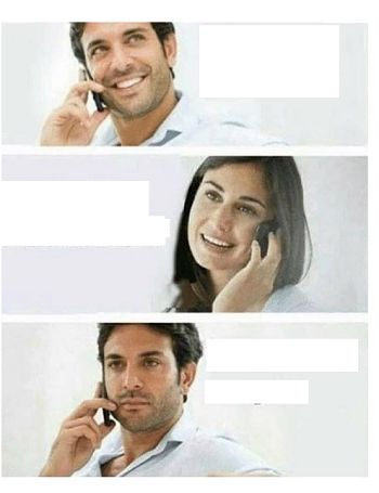 THREE PANEL TELEPHONE COUPLE BLANK Blank Meme Template