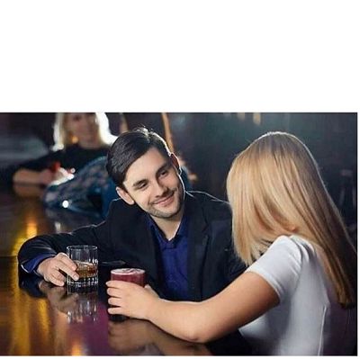 High Quality COUPLE AT BAR PICKUP LINE BLANK Blank Meme Template