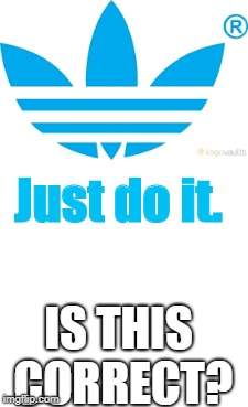 Nike or Adidas? | Just do it. IS THIS CORRECT? | image tagged in memes,nike,adidas | made w/ Imgflip meme maker
