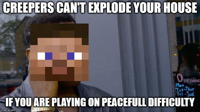 Roll Safe Think About It | CREEPERS CAN'T EXPLODE YOUR HOUSE; IF YOU ARE PLAYING ON PEACEFULL DIFFICULTY | image tagged in memes,roll safe think about it | made w/ Imgflip meme maker