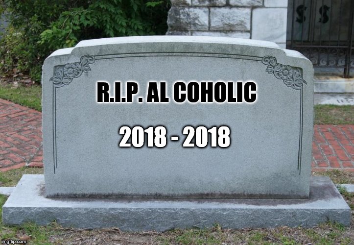 Gravestone | R.I.P. AL COHOLIC; 2018 - 2018 | image tagged in gravestone | made w/ Imgflip meme maker
