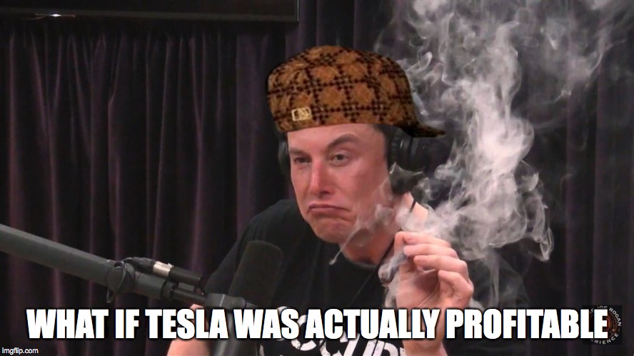 Smoking Elon | WHAT IF TESLA WAS ACTUALLY PROFITABLE | image tagged in memes,elon musk,tesla | made w/ Imgflip meme maker