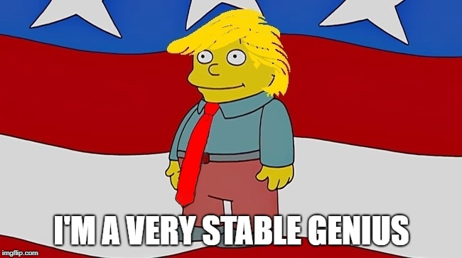 Ralph Wiggum Trump Quote | I'M A VERY STABLE GENIUS | image tagged in ralph wiggum trump quote | made w/ Imgflip meme maker
