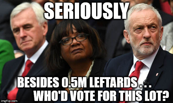 Corbyn - Leftards | SERIOUSLY; BESIDES 0.5M LEFTARDS . . .               WHO'D VOTE FOR THIS LOT? | image tagged in corbyn's labour party,corbyn eww,momentum students,communist socialist,party of haters,anti-semite and a racist | made w/ Imgflip meme maker