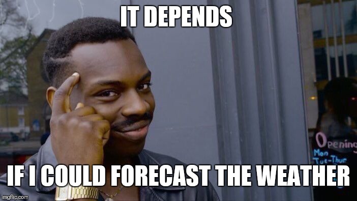 Roll Safe Think About It Meme | IT DEPENDS IF I COULD FORECAST THE WEATHER | image tagged in memes,roll safe think about it | made w/ Imgflip meme maker