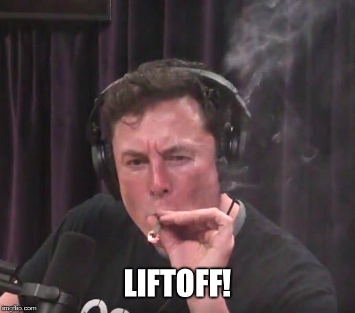 Elon Musk 420 | LIFTOFF! | image tagged in elon musk,tesla,420 blaze it,spacex | made w/ Imgflip meme maker