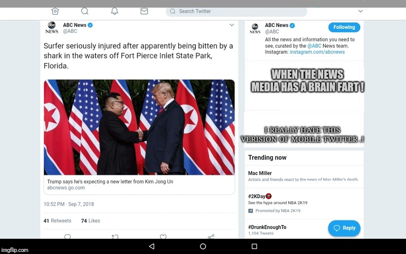 Major Brain fart posted | WHEN THE NEWS MEDIA HAS A BRAIN FART ! I REALLY HATE THIS VERISION OF MOBILE TWITTER .! | image tagged in funny,animals,memes,donald trump | made w/ Imgflip meme maker