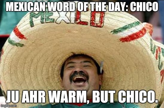 And so, the thermostat gets turned up... | MEXICAN WORD OF THE DAY: CHICO; JU AHR WARM, BUT CHICO. | image tagged in mexican word of the day,men vs women,cold weather,warm,sweater | made w/ Imgflip meme maker
