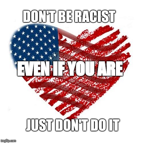 DON'T BE RACIST; EVEN IF YOU ARE; JUST DON'T DO IT | image tagged in don't be racist | made w/ Imgflip meme maker