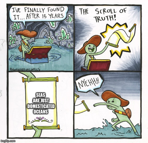 The Scroll Of Truth Meme | SEAS ARE JUST DOMESTICATED OCEANS | image tagged in memes,the scroll of truth,sea,ocean,pets,diet | made w/ Imgflip meme maker