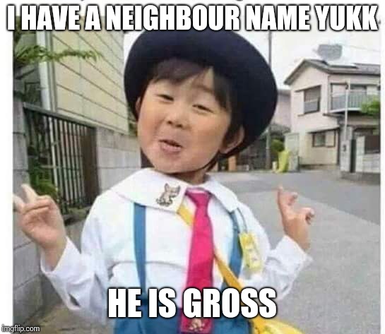 Chinese girl | I HAVE A NEIGHBOUR NAME YUKK HE IS GROSS | image tagged in chinese girl | made w/ Imgflip meme maker