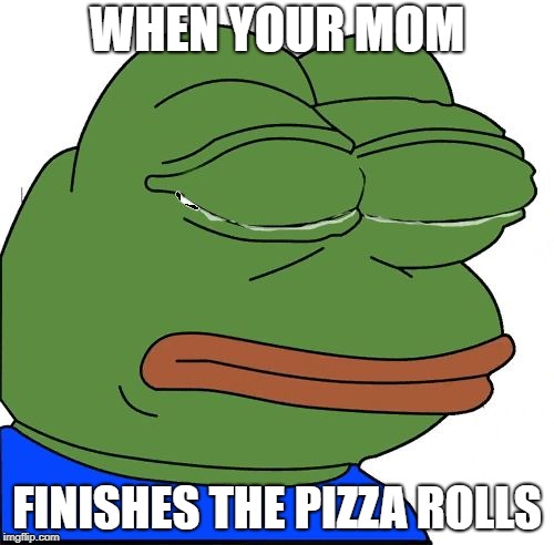 WHEN YOUR MOM; FINISHES THE PIZZA ROLLS | image tagged in sad | made w/ Imgflip meme maker