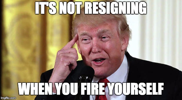 Trump's Got A Plan... | IT'S NOT RESIGNING; WHEN YOU FIRE YOURSELF | image tagged in trump stable genius,memes,trump,impeach trump | made w/ Imgflip meme maker