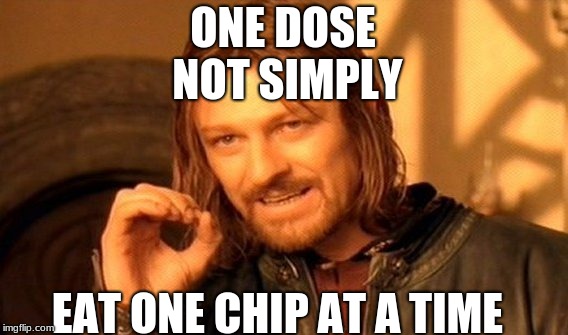 One Does Not Simply Meme | ONE DOSE NOT SIMPLY; EAT ONE CHIP AT A TIME | image tagged in memes,one does not simply | made w/ Imgflip meme maker