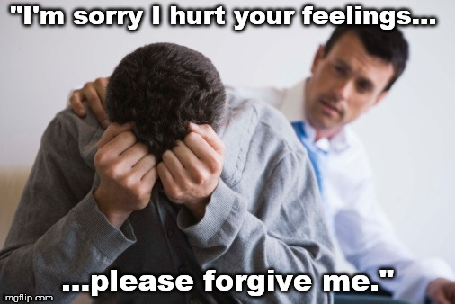 "I'm sorry I hurt your feelings... ...please forgive me." | made w/ Imgflip meme maker