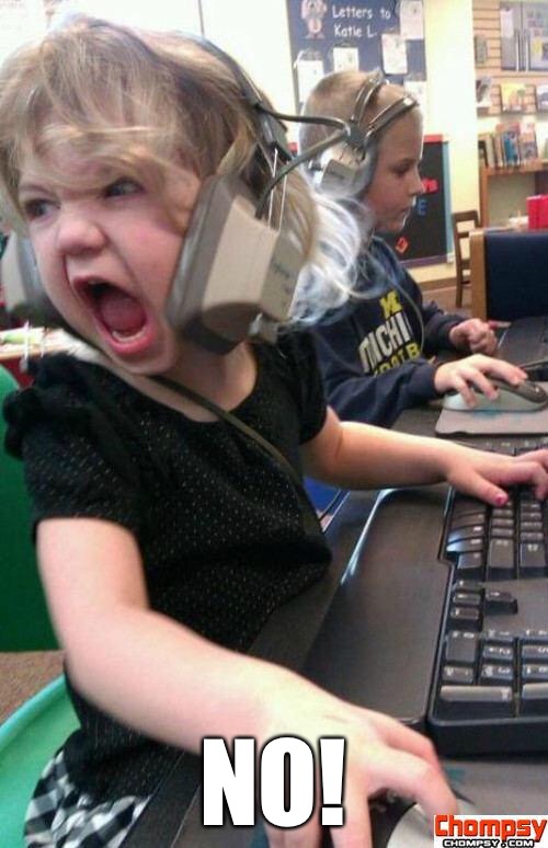 Angry Gamer Girl | NO! | image tagged in screaming gamer girl | made w/ Imgflip meme maker