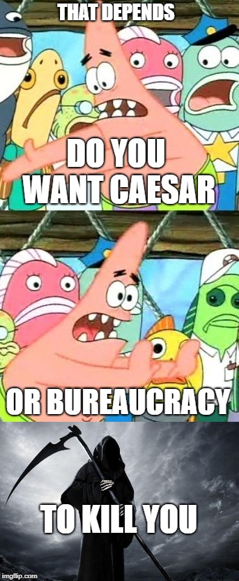 DO YOU WANT CAESAR OR BUREAUCRACY TO KILL YOU THAT DEPENDS | made w/ Imgflip meme maker