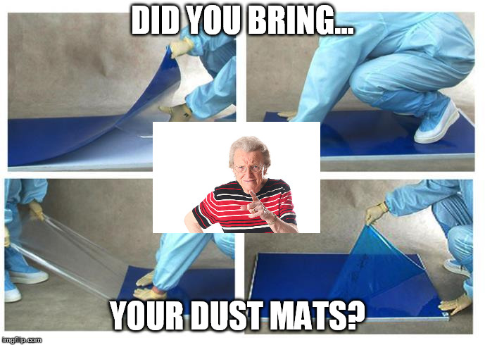 when granny talks about dust | DID YOU BRING... YOUR DUST MATS? | image tagged in dust | made w/ Imgflip meme maker