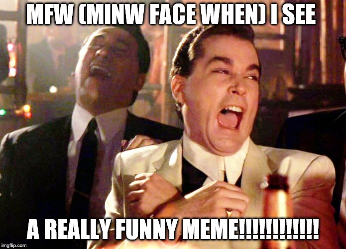 Good Fellas Hilarious Meme | MFW (MINW FACE WHEN) I SEE; A REALLY FUNNY MEME!!!!!!!!!!!! | image tagged in memes,good fellas hilarious | made w/ Imgflip meme maker
