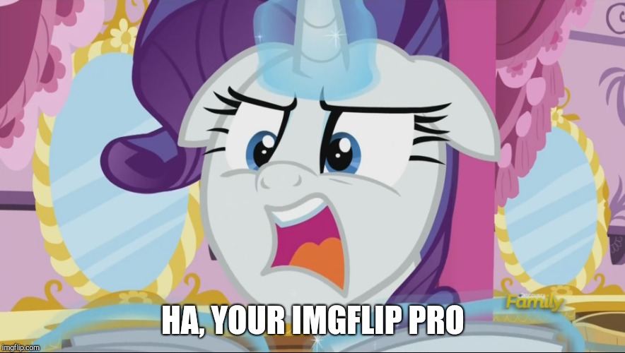 MLp Rarity NO SPOILERS! | HA, YOUR IMGFLIP PRO | image tagged in mlp rarity no spoilers | made w/ Imgflip meme maker