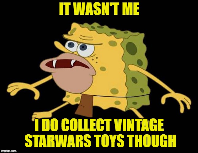 Spongegar | IT WASN'T ME I DO COLLECT VINTAGE STARWARS TOYS THOUGH | image tagged in spongegar | made w/ Imgflip meme maker