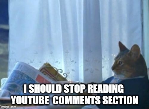 I Should Buy A Boat Cat Meme | I SHOULD STOP READING YOUTUBE  COMMENTS SECTION | image tagged in memes,i should buy a boat cat,youtube,trauma,depression,insanity | made w/ Imgflip meme maker