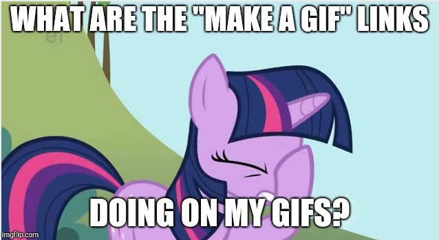 Something i'm censored about. | WHAT ARE THE "MAKE A GIF" LINKS; DOING ON MY GIFS? | image tagged in memes,whydoesitstaffbronymemes,faceplam,problems,mlp,my little pony | made w/ Imgflip meme maker