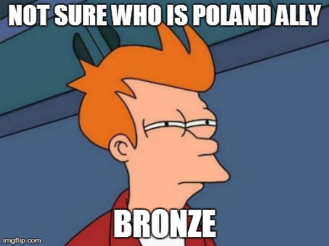 Futurama Fry Meme | NOT SURE WHO IS POLAND ALLY BRONZE | image tagged in memes,futurama fry | made w/ Imgflip meme maker