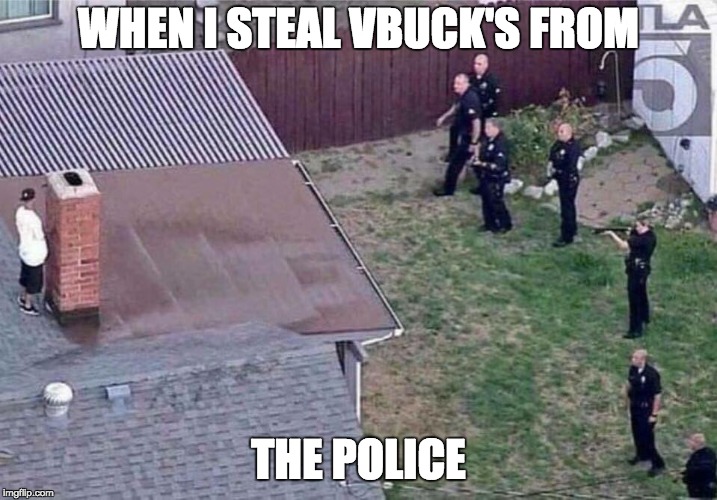 Fortnite meme | WHEN I STEAL VBUCK'S FROM; THE POLICE | image tagged in fortnite meme | made w/ Imgflip meme maker