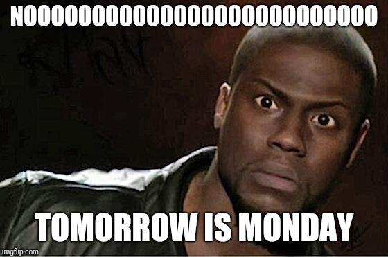 Kevin Hart Meme | NOOOOOOOOOOOOOOOOOOOOOOOOOO; TOMORROW IS MONDAY | image tagged in memes,kevin hart | made w/ Imgflip meme maker