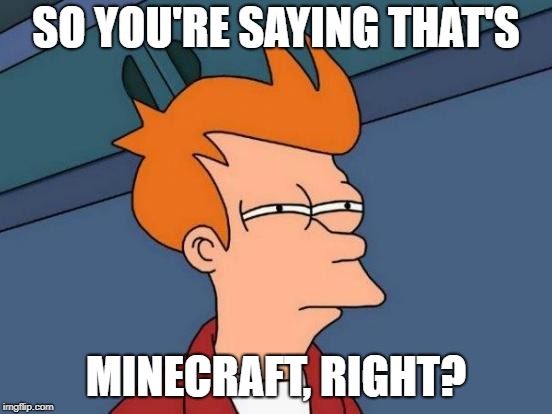 Futurama Fry Meme | SO YOU'RE SAYING THAT'S MINECRAFT, RIGHT? | image tagged in memes,futurama fry | made w/ Imgflip meme maker