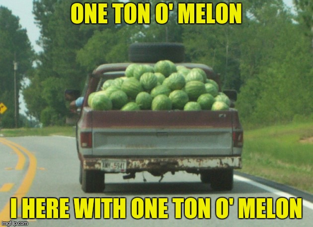 Big Bird Learned Me | ONE TON O' MELON; I HERE WITH ONE TON O' MELON | image tagged in wrong lyrics,melon,heavy load | made w/ Imgflip meme maker