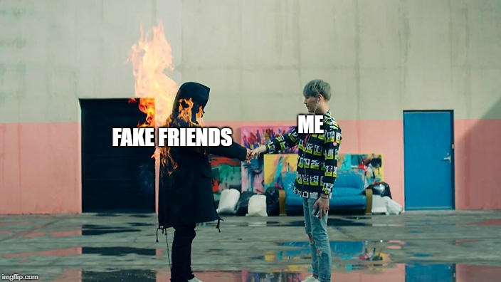 Me vs. Fake Friends
 | ME; FAKE FRIENDS | image tagged in bts,memes | made w/ Imgflip meme maker
